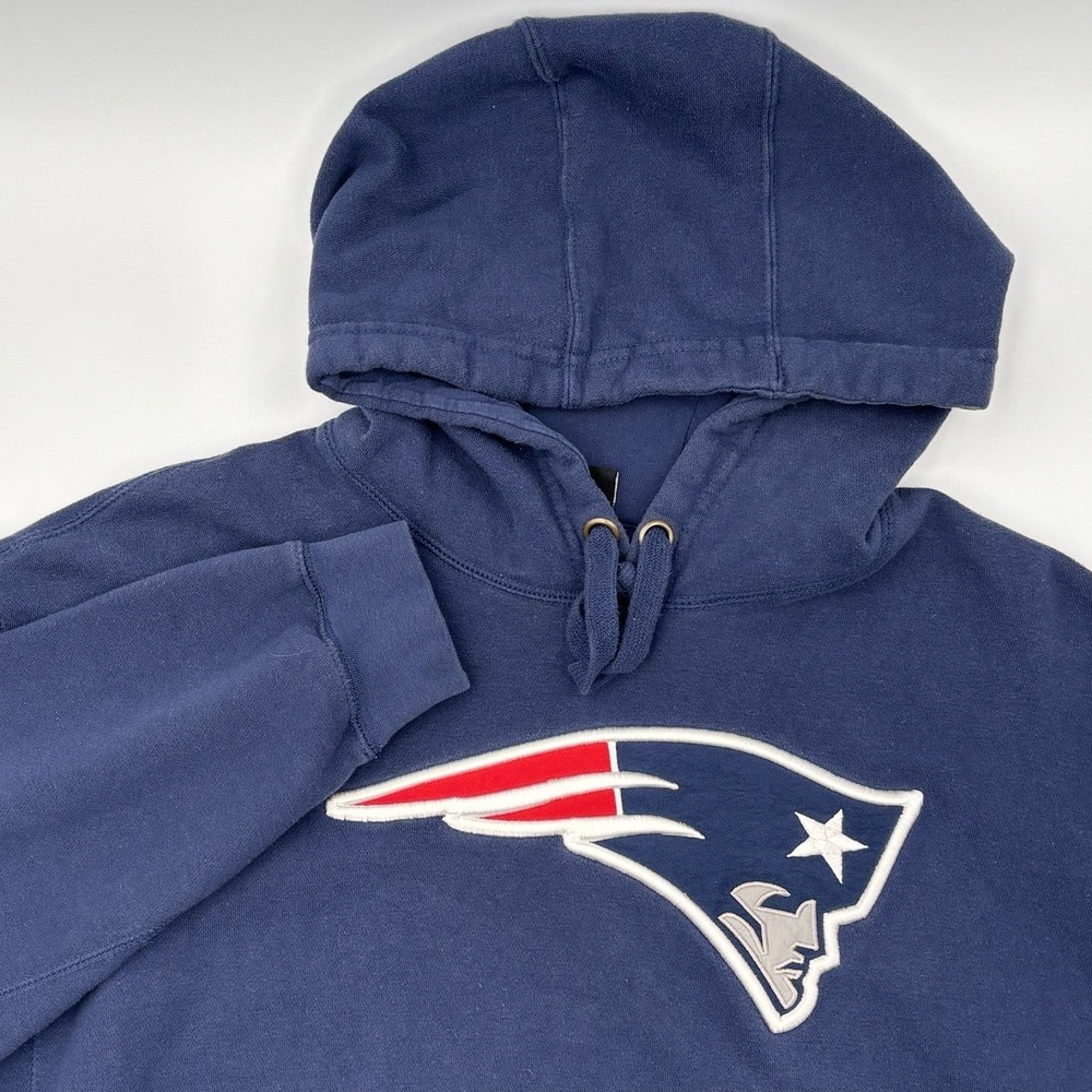 NFL‎ New England Patriots Hoodie Mens L Blue Vintage Sweatshirt Embroidered NFL
